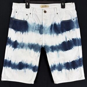 Decibel Stylish Denim Tie-Dye Men Shorts Size 34 Blue & White
